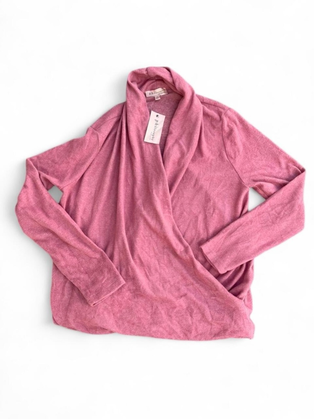 Philosophy Wrap Cardigan Sweater Womens Size Medium M Pink Draped Shawl NWT NEW